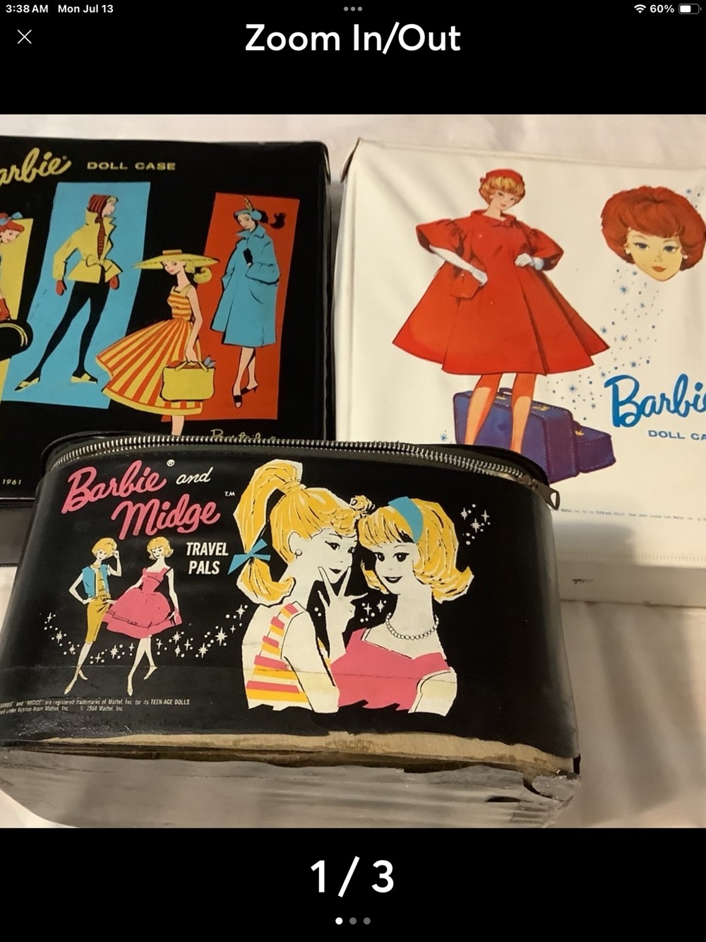 Barbie Travel Pals Black Cosmetic Case with Pink and Yellow Artwork